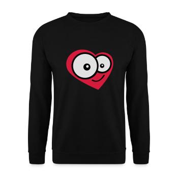 Happy Comic Heart Face Love Cartoon - Sweat-shirt Unisexe - noir - Devant - Alina (178cm) & Michal (187cm)