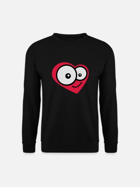 Glückliches Comic Herz Gesicht Liebe Cartoon - Unisex Pullover - Schwarz