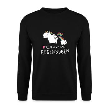 Einhorn Tank Top Damen - Küss mich am Regenbogen - Unisex Pullover - Schwarz - Vorne - Alina (178cm) & Michal (187cm)