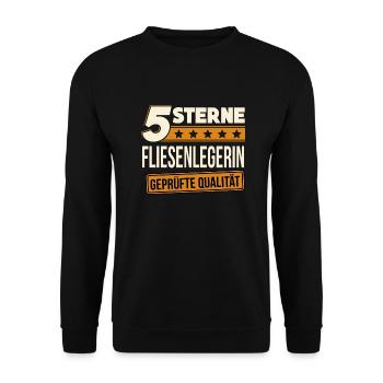 Fliesenlegerin Plattenlegerin Fliesen Geschenk - Unisex Pullover - Schwarz - Vorne - Alina (178cm) & Michal (187cm)