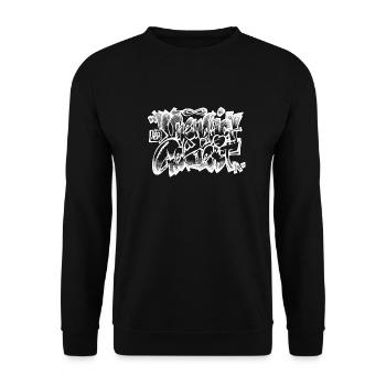 Graffiti: Unendlich Geliebt - Unisex Pullover - Schwarz - Vorne - Alina (178cm) & Michal (187cm)