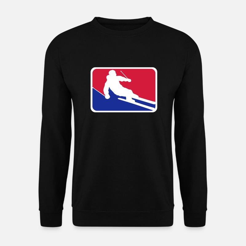 blau rot button rahmen schild ski fahren runter be - Unisex Pullover - Schwarz