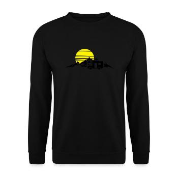 Freizeit - Wohnmobil Berge - Unisex Pullover - Schwarz - Vorne - Alina (178cm) & Michal (187cm)