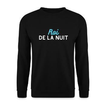 t-shirt fêtard Roi de la nuit. cadeau soirée - Sweat-shirt Unisexe - noir - Devant - Alina (178cm) & Michal (187cm)