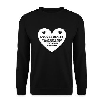 Papa und Tochter stets ein Herz und eine Seele - Unisex Pullover - Schwarz - Vorne - Alina (178cm) & Michal (187cm)