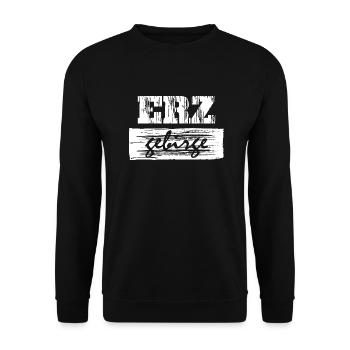 Erzgebirge Spruch - Unisex Pullover - Schwarz - Vorne - Alina (178cm) & Michal (187cm)
