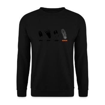 Deer, bear, wild boar, hunter, step seal - Unisex Sweatshirt - black - Front - Alina (178cm) & Michal (187cm)