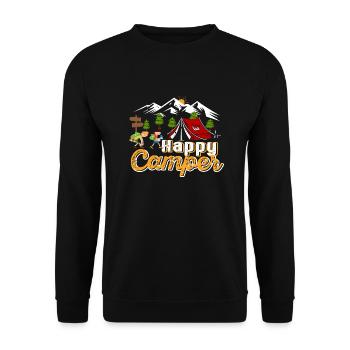 HAPPY CAMPER - Camping Camp Outdoor Tent - Sweat-shirt Unisexe - noir - Devant - Alina (178cm) & Michal (187cm)