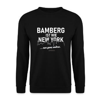 Bamberg ist wie New York - Unisex Pullover - Schwarz - Vorne - Alina (178cm) & Michal (187cm)