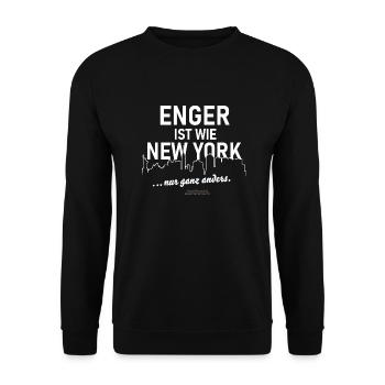 Enger ist wie New York ... nur ganz anders - Unisex Pullover - Schwarz - Vorne - Alina (178cm) & Michal (187cm)