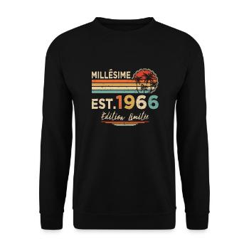 Millésime 1966 Édition Limitée Cadeau Anniversaire - Sweat-shirt Unisexe - noir - Devant - Alina (178cm) & Michal (187cm)