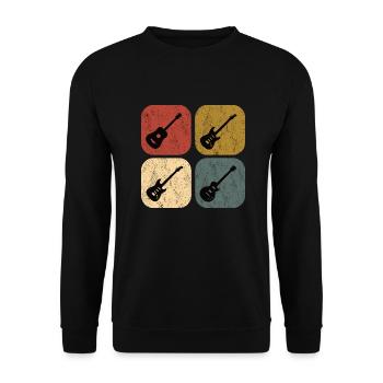 Gitarren bunt retro vintage Gitarrist - Unisex Pullover - Schwarz - Vorne - Alina (178cm) & Michal (187cm)