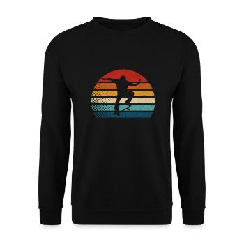 Skateboarder Skateboard Skate Skater Retro Skate - Unisex Pullover - Schwarz - Vorne - Alina (178cm) & Michal (187cm)