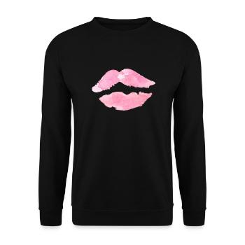 Bouche Lèvres Rose Baiser Idée Cadeau - Sweat-shirt Unisexe - noir - Devant - Alina (178cm) & Michal (187cm)