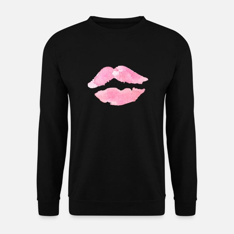 Mund Lippen Rosa Kuss Geschenk Geschenkidee - Unisex Pullover - Schwarz