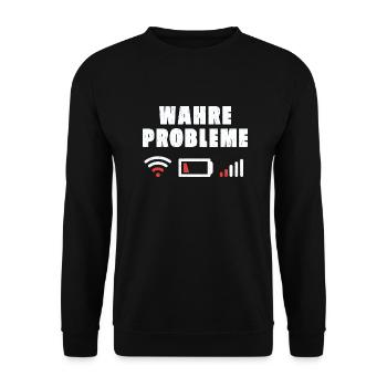 Wahre Probleme Internet WLAN Akku Empfang Geschenk - Unisex Pullover - Schwarz - Vorne - Alina (178cm) & Michal (187cm)