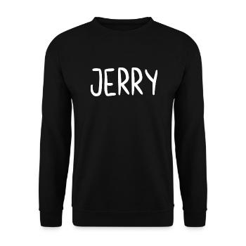 Jerry Custom Name Schriftart Text Geburtstag - Unisex Pullover - Schwarz - Vorne - Alina (178cm) & Michal (187cm)