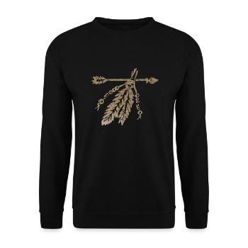 Pfeil mit Federn, Indianer Symbol, Schutz & Stärke - Unisex Pullover - Schwarz - Vorne - Alina (178cm) & Michal (187cm)
