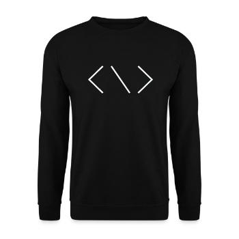 Coding Icon for Programmer Programmierer Skript - Unisex Pullover - Schwarz - Vorne - Alina (178cm) & Michal (187cm)