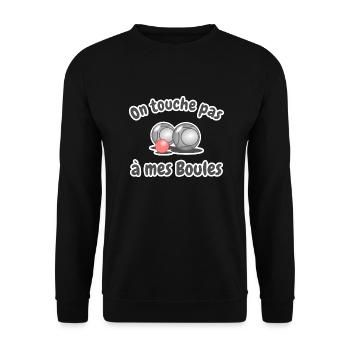on touche pas à mes boules - Sweat-shirt Unisexe - noir - Devant - Alina (178cm) & Michal (187cm)