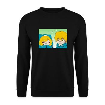 Junge, der seine kleine Freundin beobachtet - Unisex Pullover - Schwarz - Vorne - Alina (178cm) & Michal (187cm)