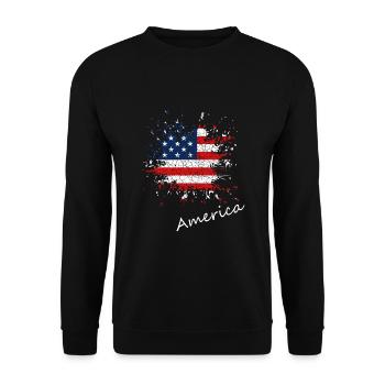 America Splash Vintage - Unisex Pullover - Schwarz - Vorne - Alina (178cm) & Michal (187cm)