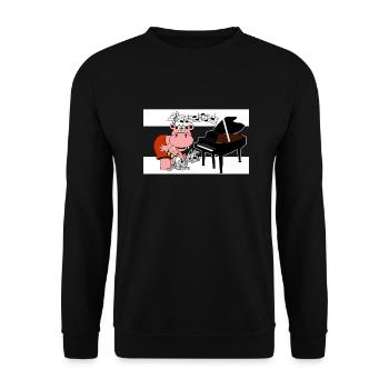 katze piano nilpferd music klavier musik konzert - Unisex Pullover - Schwarz - Vorne - Alina (178cm) & Michal (187cm)
