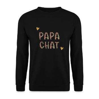 papa chat - Sweat-shirt Unisexe - noir - Devant - Alina (178cm) & Michal (187cm)