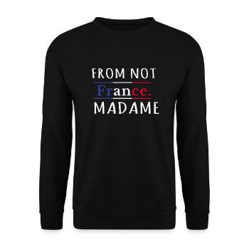 T-Shirt von not France Madame, Tourismus in Frankreich - Unisex Pullover - Schwarz - Vorne - Alina (178cm) & Michal (187cm)