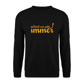 A bissl was geht immer! Weiß jedes Münchner Kindl! - Unisex Pullover - Schwarz - Vorne - Alina (178cm) & Michal (187cm)