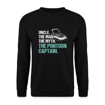 Pontoon Boat Captain Boating Lake Pontoon - Unisex Sweatshirt - black - Front - Alina (178cm) & Michal (187cm)