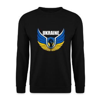Ukraine Logo - Unisex Pullover - Schwarz - Vorne - Alina (178cm) & Michal (187cm)