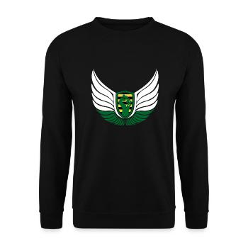 Sachsen Logo Erzgebirge Faust - Unisex Pullover - Schwarz - Vorne - Alina (178cm) & Michal (187cm)
