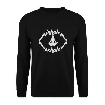 inhale exhale yoga Zitat - Unisex Pullover - Schwarz - Vorne - Alina (178cm) & Michal (187cm)