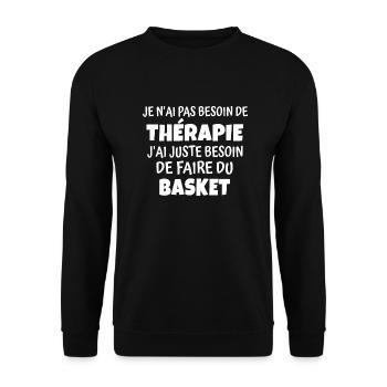 thérapie et basket / cadeau humour basket - Sweat-shirt Unisexe - noir - Devant - Alina (178cm) & Michal (187cm)