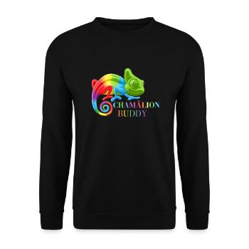 Chamäleon, bunte Chamäleon-Eidechsen - Unisex Pullover - Schwarz - Vorne - Alina (178cm) & Michal (187cm)