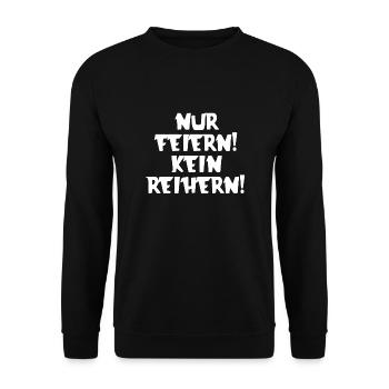 Nur Feiern kein Reihern | Spruch | Party | Feiern - Unisex Pullover - Schwarz - Vorne - Alina (178cm) & Michal (187cm)