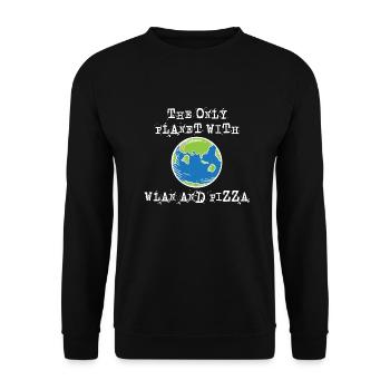 The only planet with Wi-Fi and pizza - Unisex Sweatshirt - black - Front - Alina (178cm) & Michal (187cm)