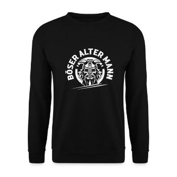 Böser Alter Mann Wikinger Krieger - Unisex Pullover - Schwarz - Vorne - Alina (178cm) & Michal (187cm)