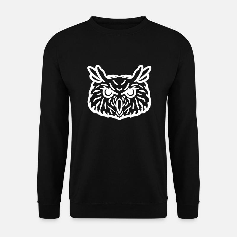 Eule weiß - Unisex Pullover - Schwarz