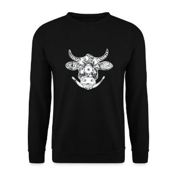 Zentangle cow's head - Unisex Sweatshirt - black - Front - Alina (178cm) & Michal (187cm)