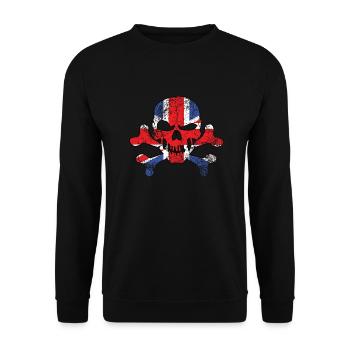 Vintage Britischer Totenkopf - Unisex Pullover - Schwarz - Vorne - Alina (178cm) & Michal (187cm)