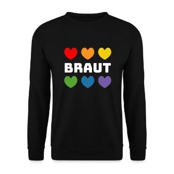Regenbogenherzchen Braut weiss - Unisex Pullover - Schwarz - Vorne - Alina (178cm) & Michal (187cm)