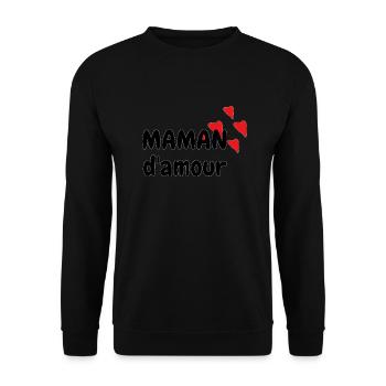 MAMAN d'amour - Sweat-shirt Unisexe - noir - Devant - Alina (178cm) & Michal (187cm)