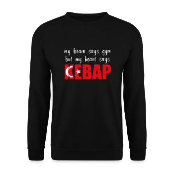 My heart says Kebap - Unisex Sweatshirt - black - Front - Alina (178cm) & Michal (187cm)