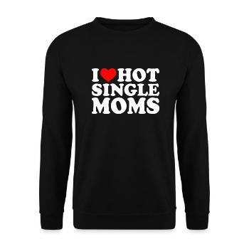 I Love Hot Single Moms I Red Heart Single Moms - Unisex Sweatshirt - black - Front - Alina (178cm) & Michal (187cm)