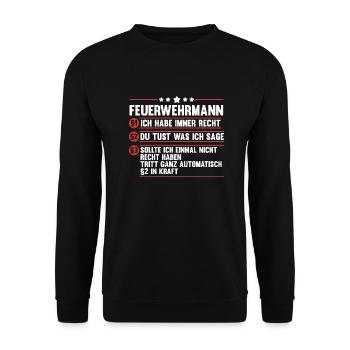 Feuerwehrmann Feuerwehr - Unisex Pullover - Schwarz - Vorne - Alina (178cm) & Michal (187cm)
