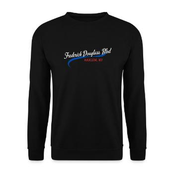 Neighborhood Series – Frederick Douglass Blvd - Unisex Pullover - Schwarz - Vorne - Alina (178cm) & Michal (187cm)
