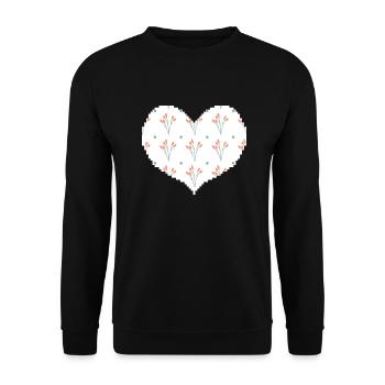 Floral Pattern Ditsy Cute Heart Aesthetic - Unisex Sweatshirt - black - Front - Alina (178cm) & Michal (187cm)