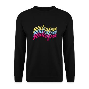 Gluten free geschwungen bunt - Unisex Pullover - Schwarz - Vorne - Alina (178cm) & Michal (187cm)